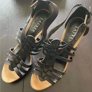 Ralph Lauren Platform Leather Sandals | EUC